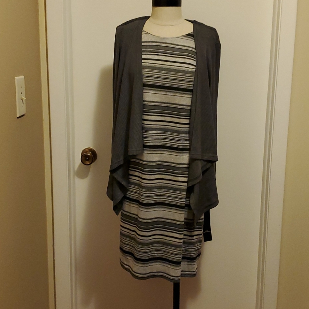 NWT: R&K Striped Dress w/ Attached Jacket